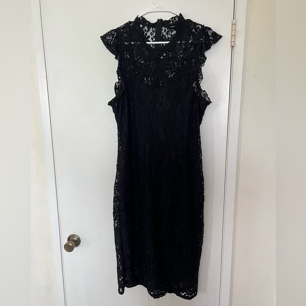 Elegant Black Lace Dress with Slip